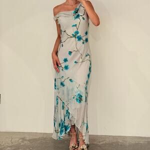 Vintage Grey Sequined and Beaded Silk Maxi Dress